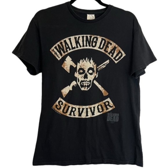 The Walking Dead Survivor Graphic Tee T-shirt Black Men's Medium M Crew Neck EUC - Picture 1 of 7